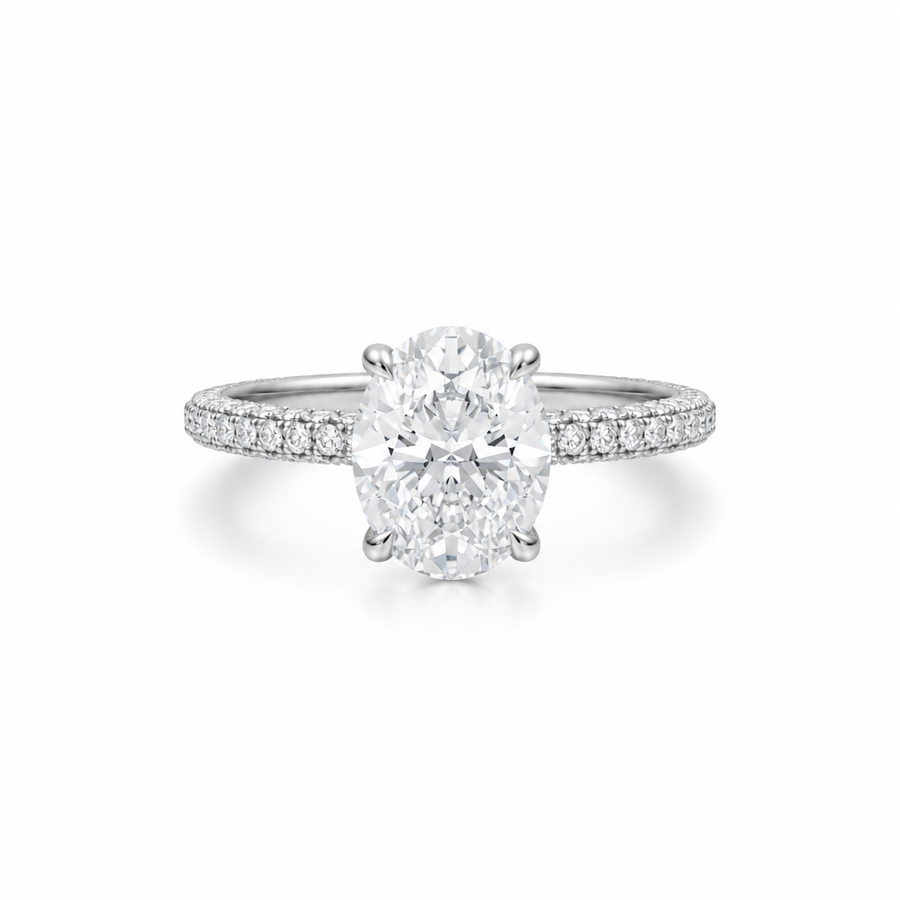 Oval Three Row Pave Ring