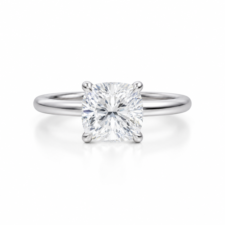 Cushion Classic Open Solitaire Ring