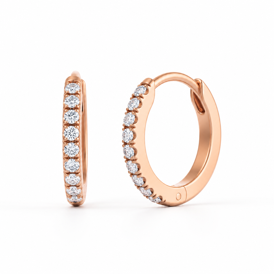 14kt gold lab-grown diamond hoop earrings with 0.14 carats of colourless diamonds