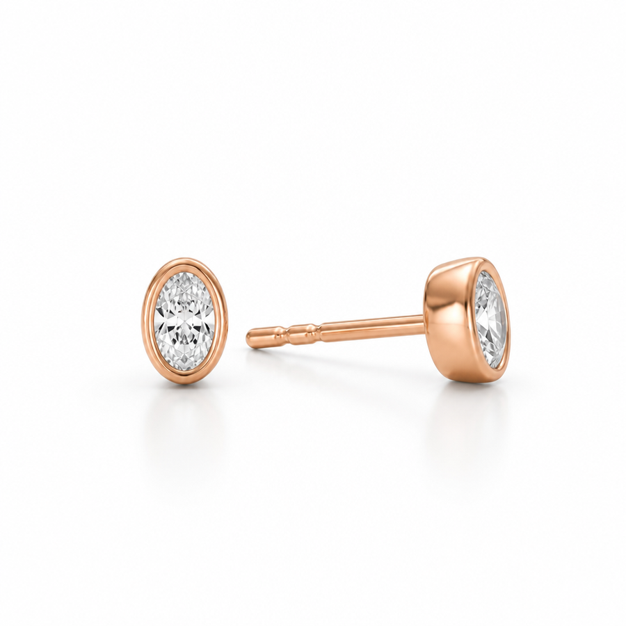 Oval Bezel Stud Lab Grown Diamond Earrings