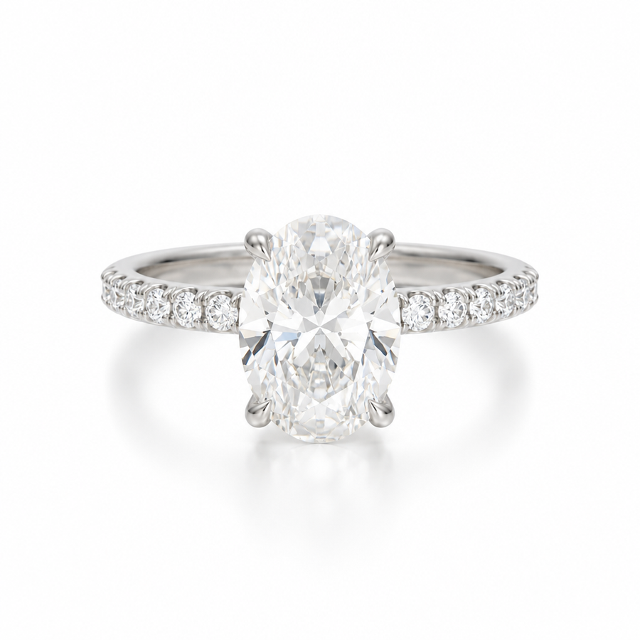 Oval Pave Ring With Pave Prongs