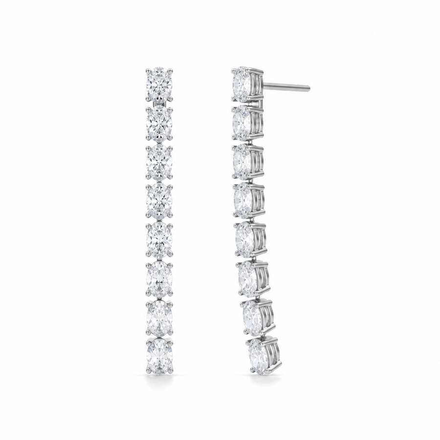 8 Stone Oval Lab Grown Diamond Drop Earrings