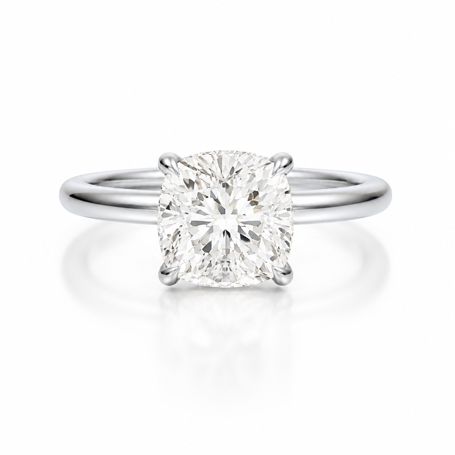 Cushion Martini Basket Solitaire Ring