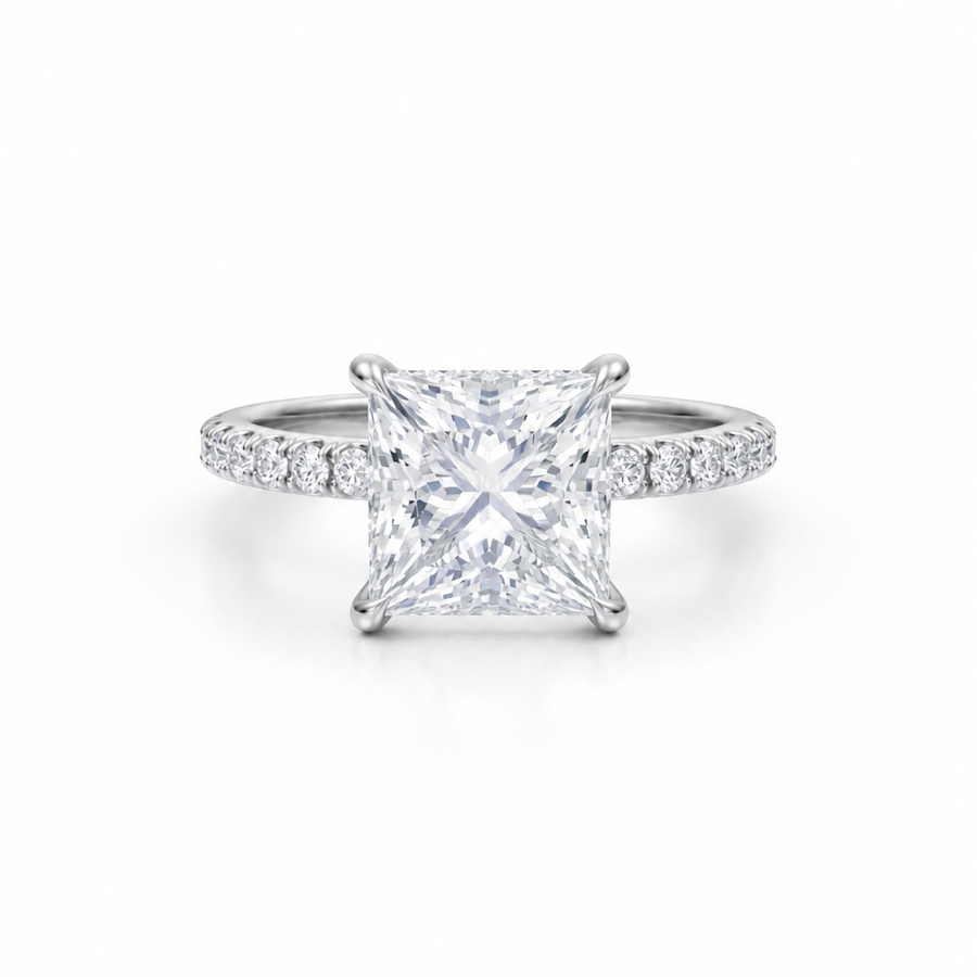 Princess Diamond Basket With Pave Ring