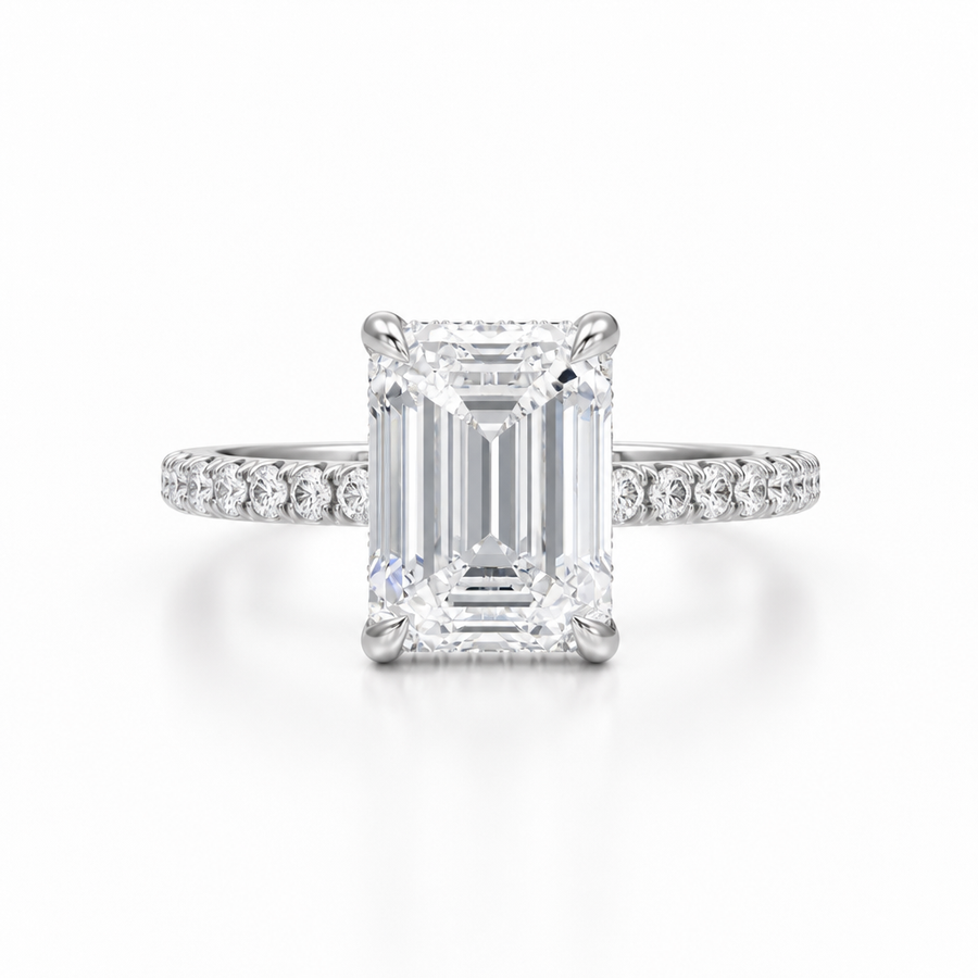 Emerald Hidden Halo With Pave Band