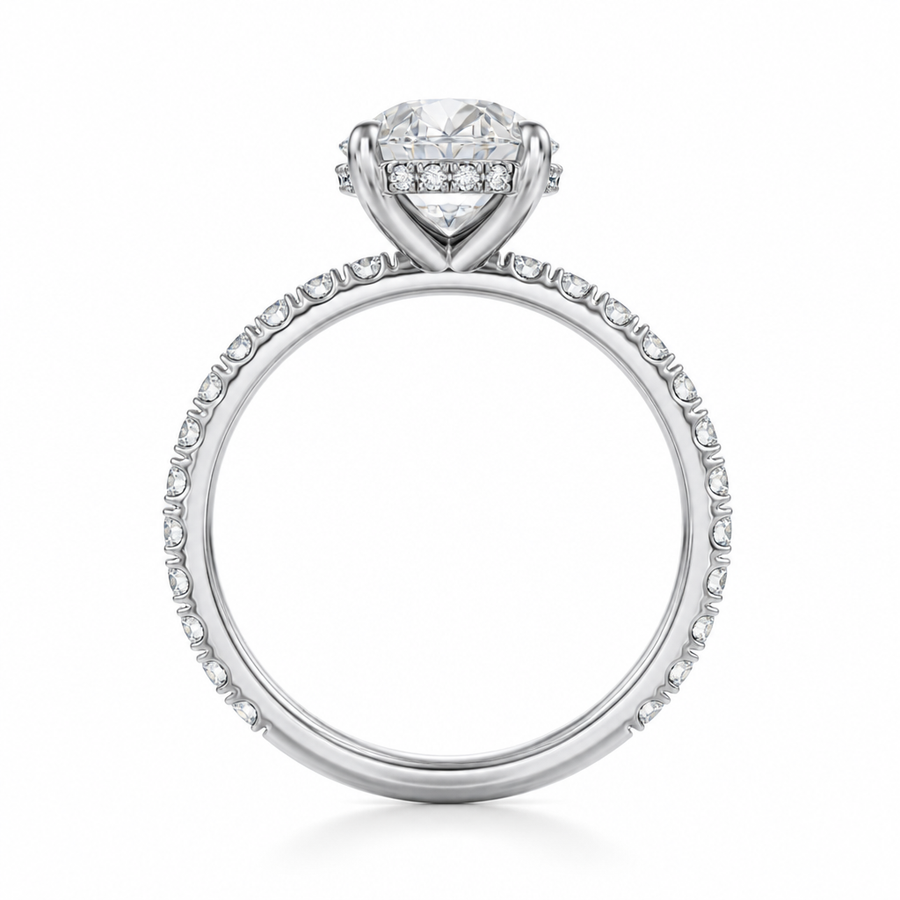 Oval Hidden Halo With Pave Band