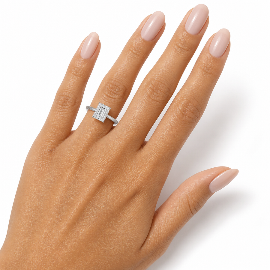 Emerald Classic Open Solitaire Ring