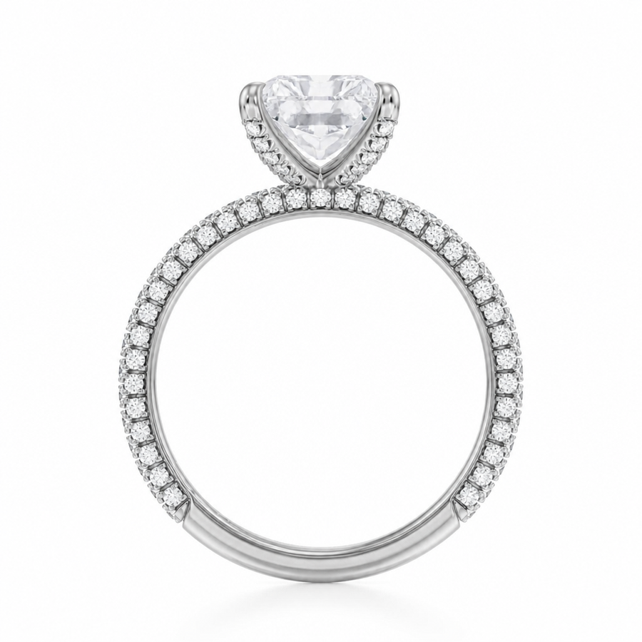 Radiant Three Row Pave Ring With Pave Prongs