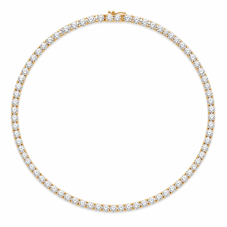 27 Carat Round Lab Grown Diamond Tennis Necklace