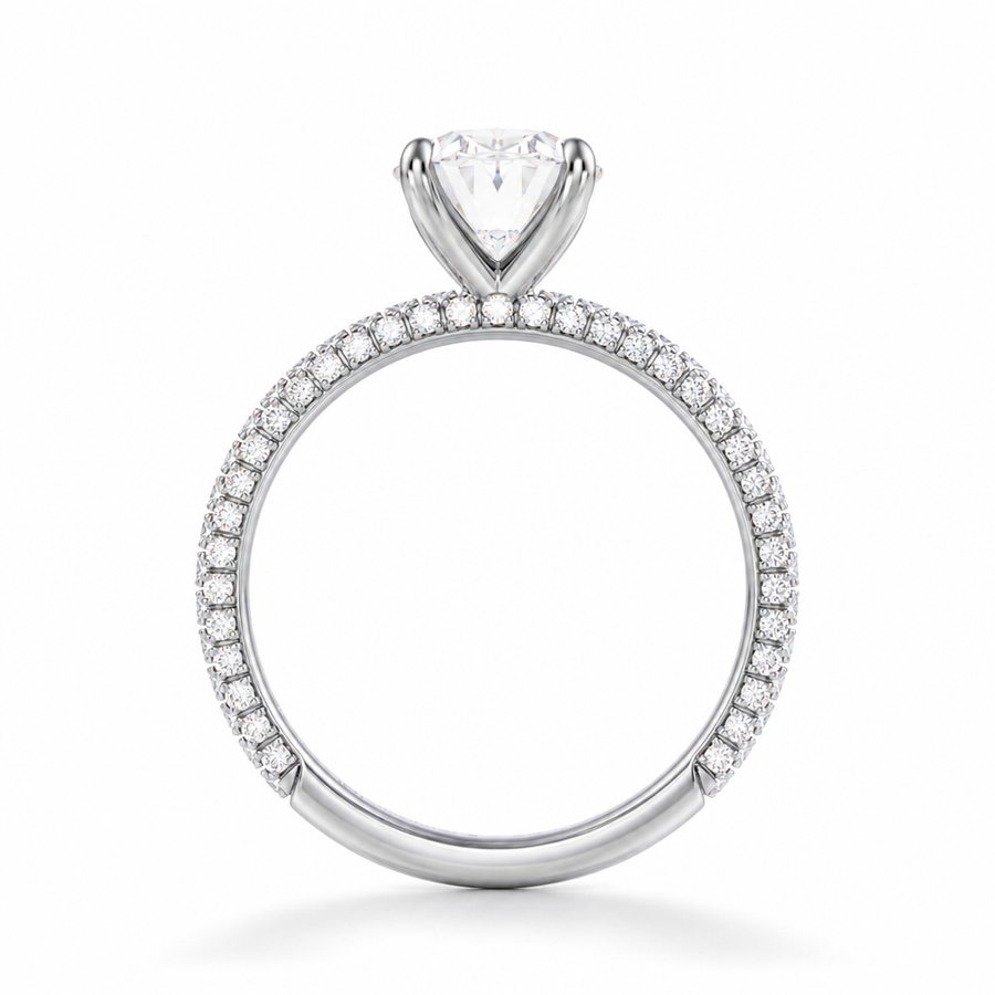 Oval Three Row Pave Ring