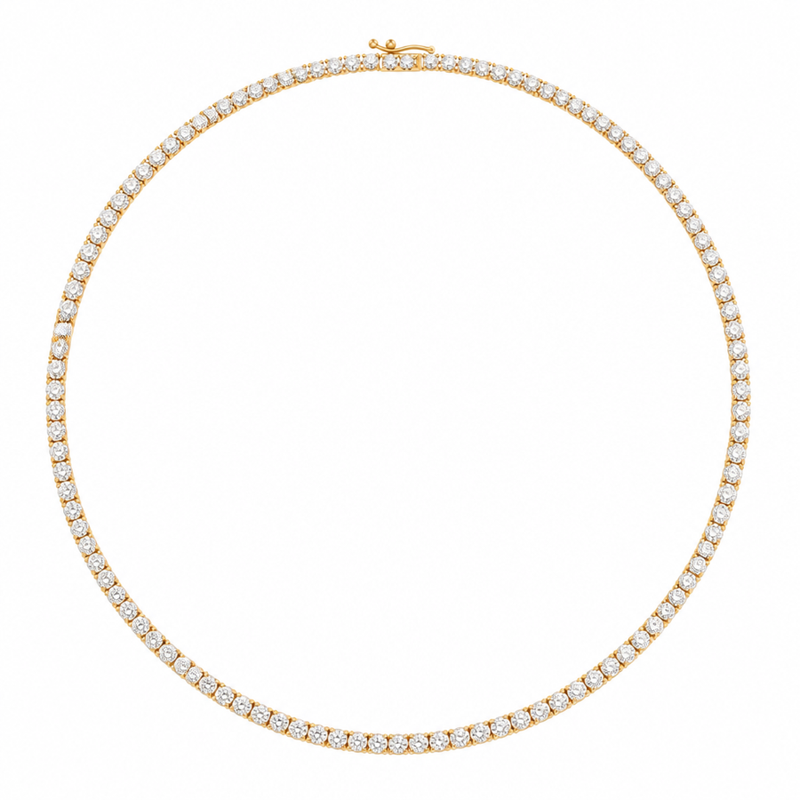 15 carat lab grown diamond tennis necklace with colourless round diamonds