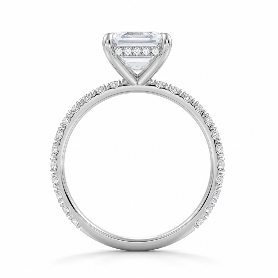 Emerald Hidden Halo With Pave Band