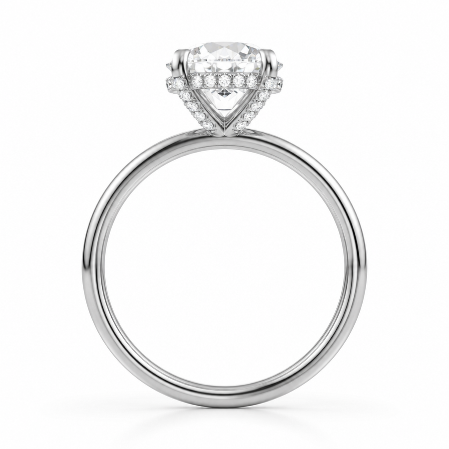 Round Solitaire Ring With Diamond Basket