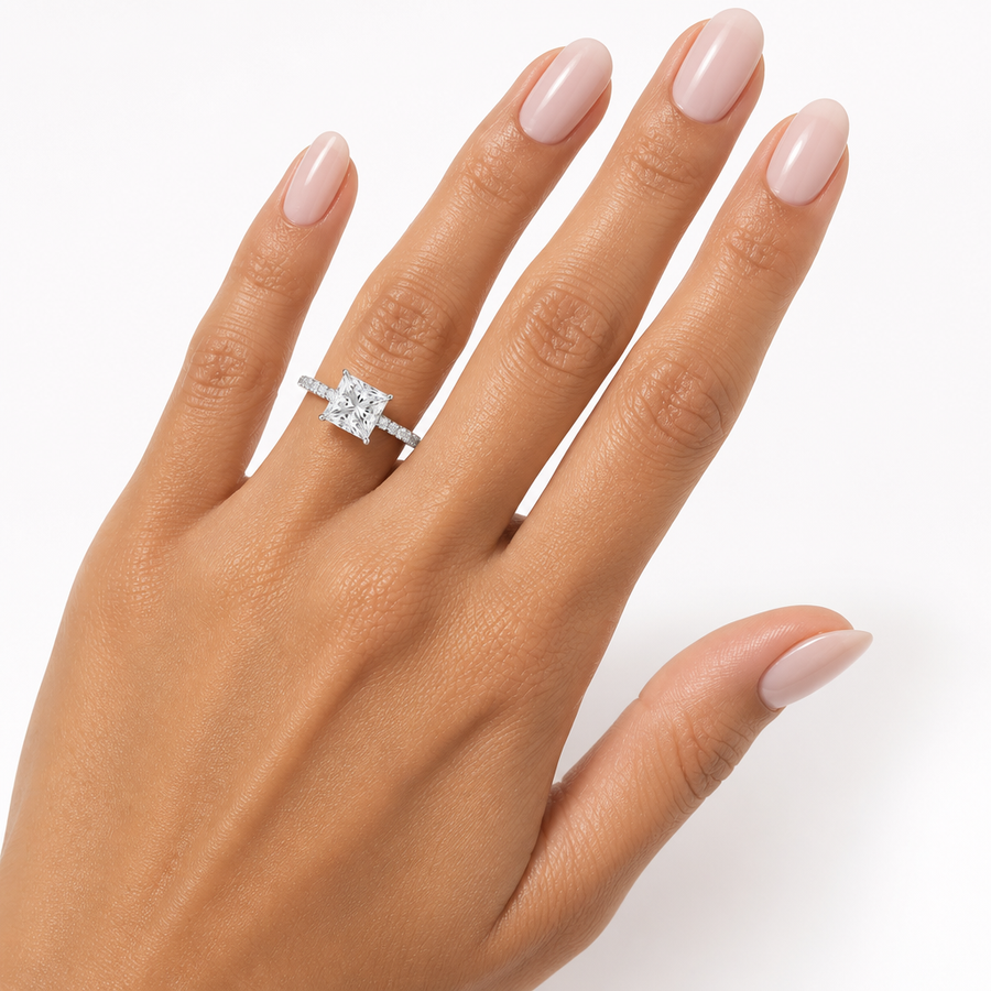 Princess Diamond Basket With Pave Ring