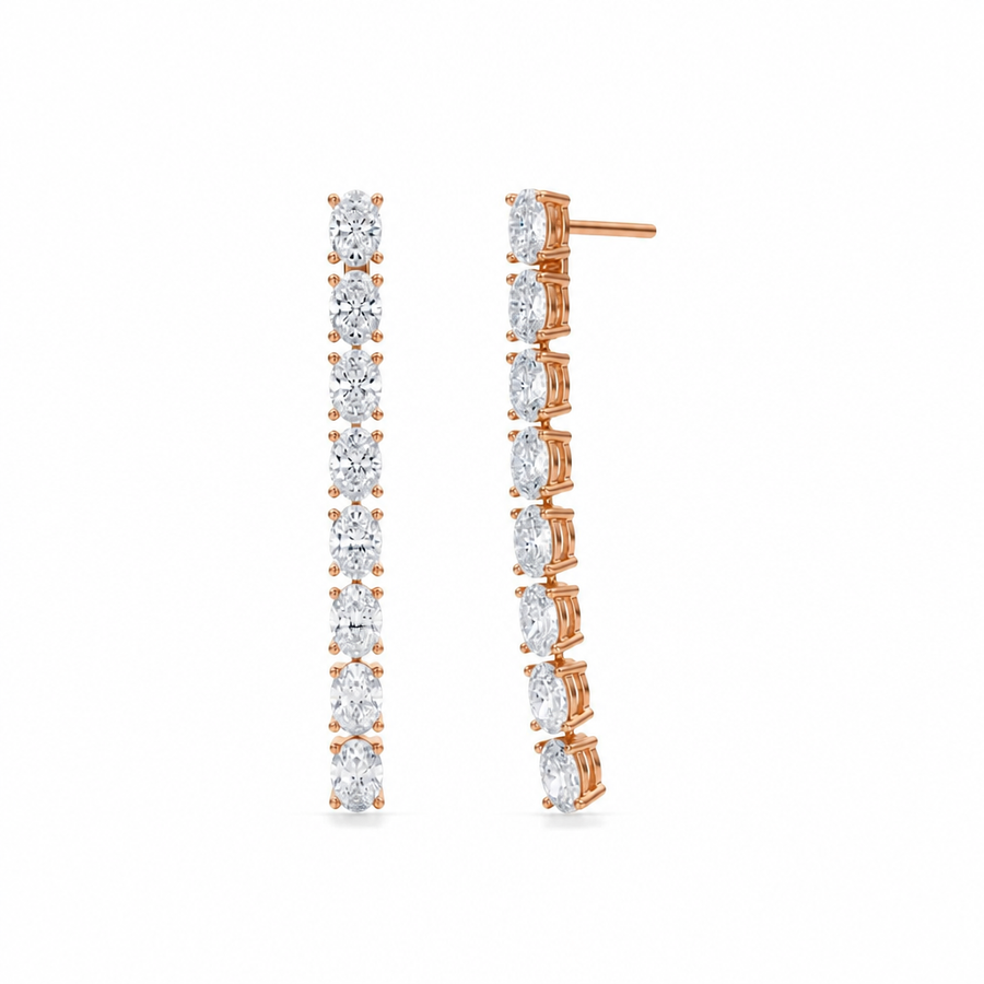 8 Stone Oval Lab Grown Diamond Drop Earrings
