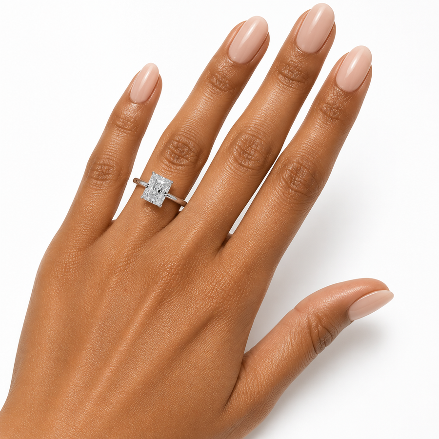 Radiant Solitaire Ring With Hidden Halo