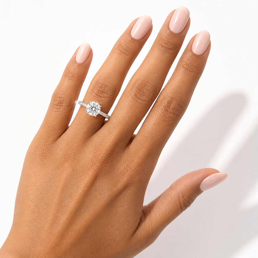 Round Three Row Pave Ring