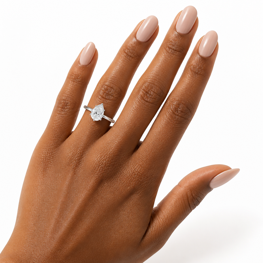 Pear Classic Open Solitaire Ring