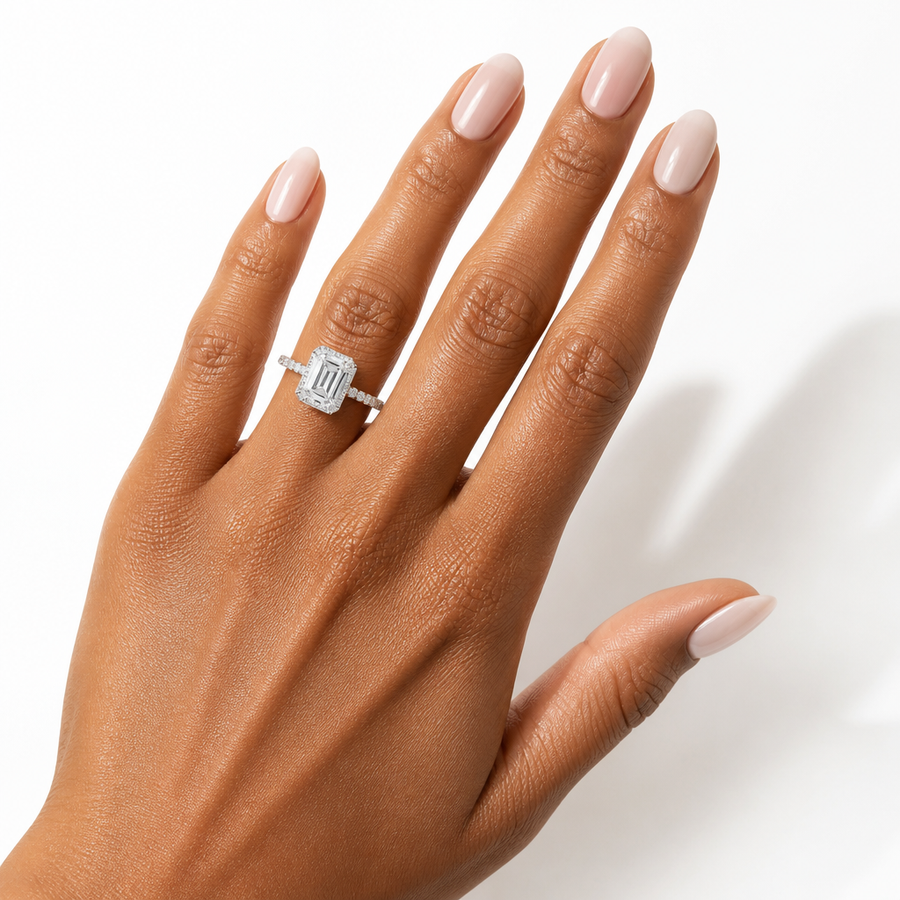 Emerald Hidden Halo With Pave Band