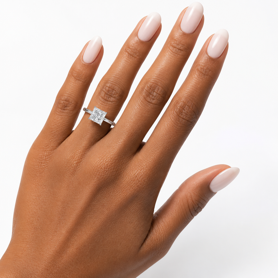 Princess Solitaire Ring With Hidden Halo