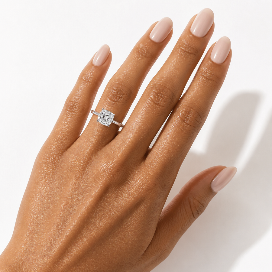 Cushion Classic Open Solitaire Ring