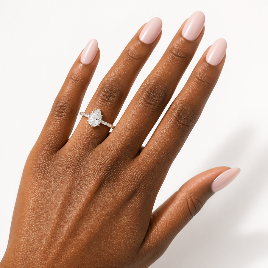 Pear Pave Ring With Pave Prongs