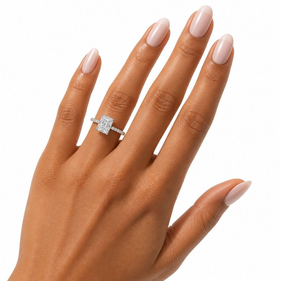 Radiant Pave Ring With Pave Prongs