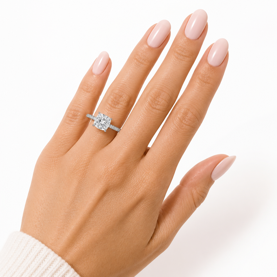Cushion Three Row Pave Ring