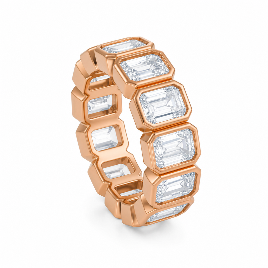 Emerald Bezel Vertical Eternity Band