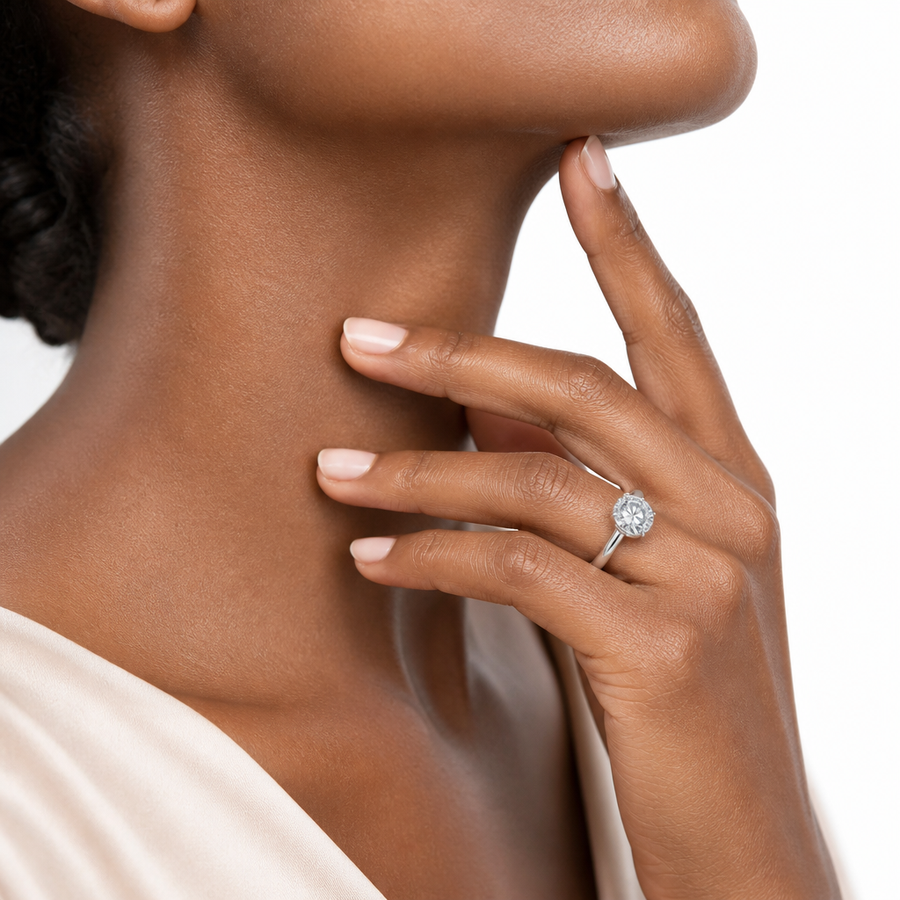 Round Solitaire Ring With Diamond Basket