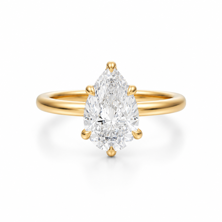 Pear Martini Basket Solitaire Ring