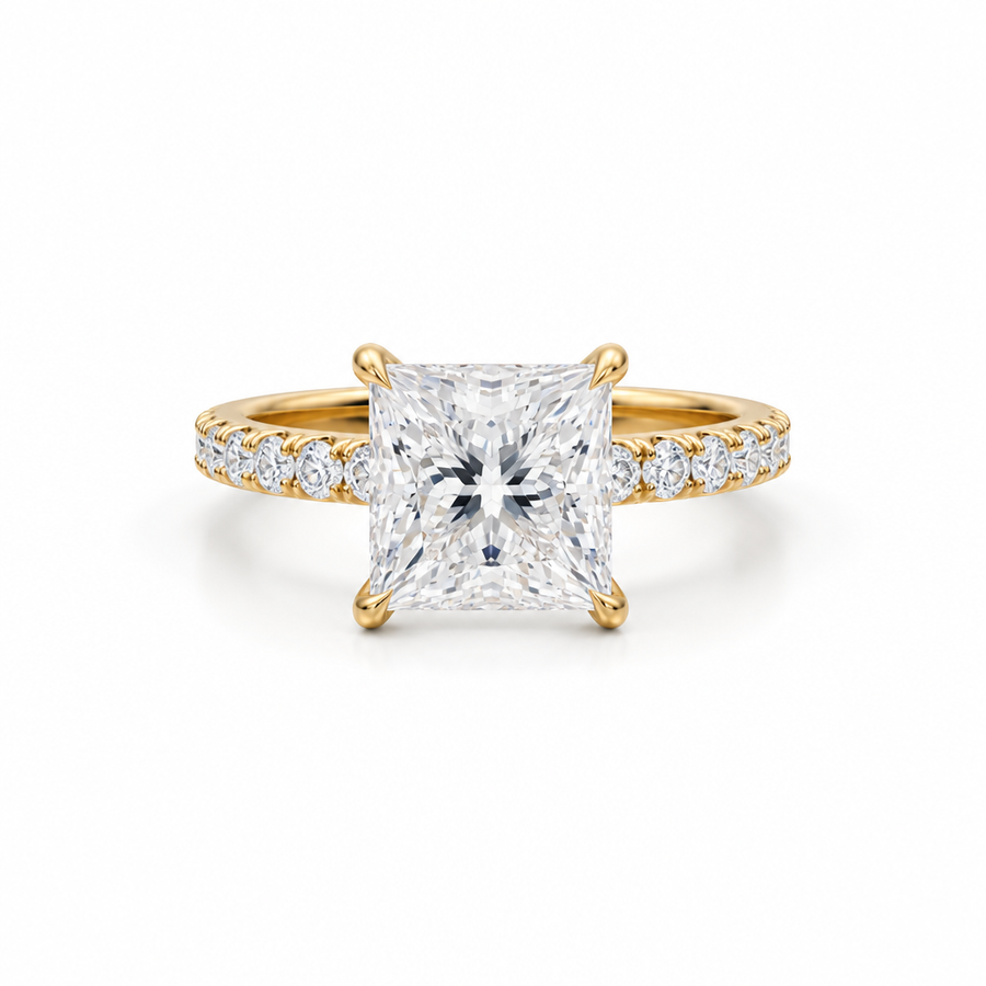 Princess Pave Ring With Pave Prongs