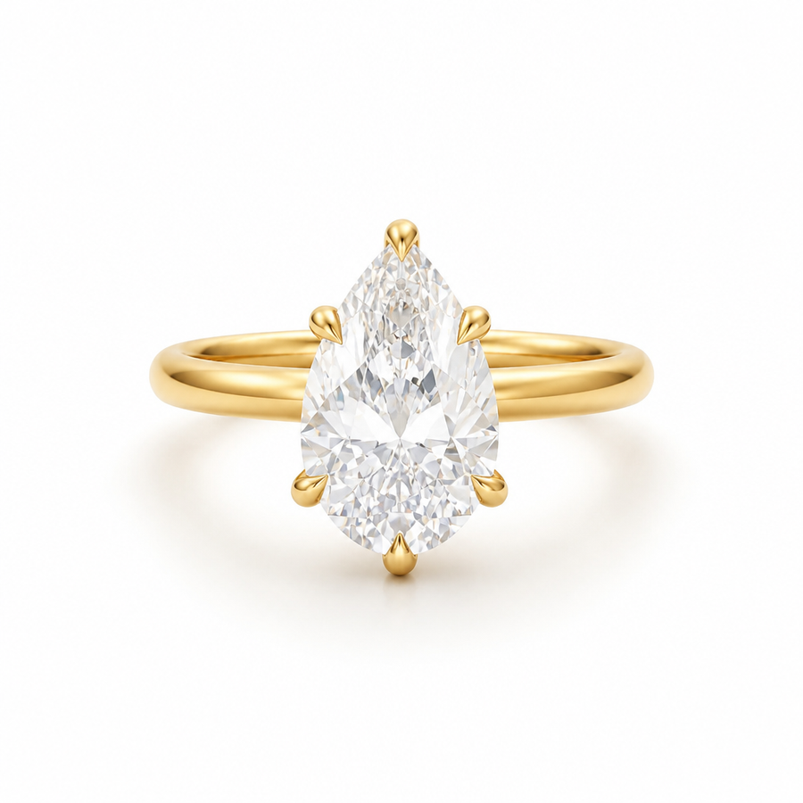 Pear Classic Open Solitaire Ring