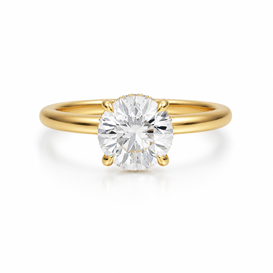 Round Solitaire Ring With Hidden Halo