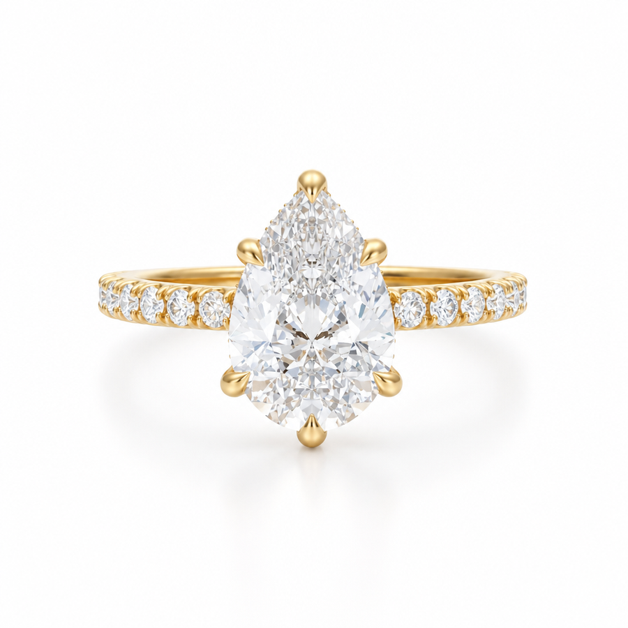 Pear Hidden Halo With Pave Band