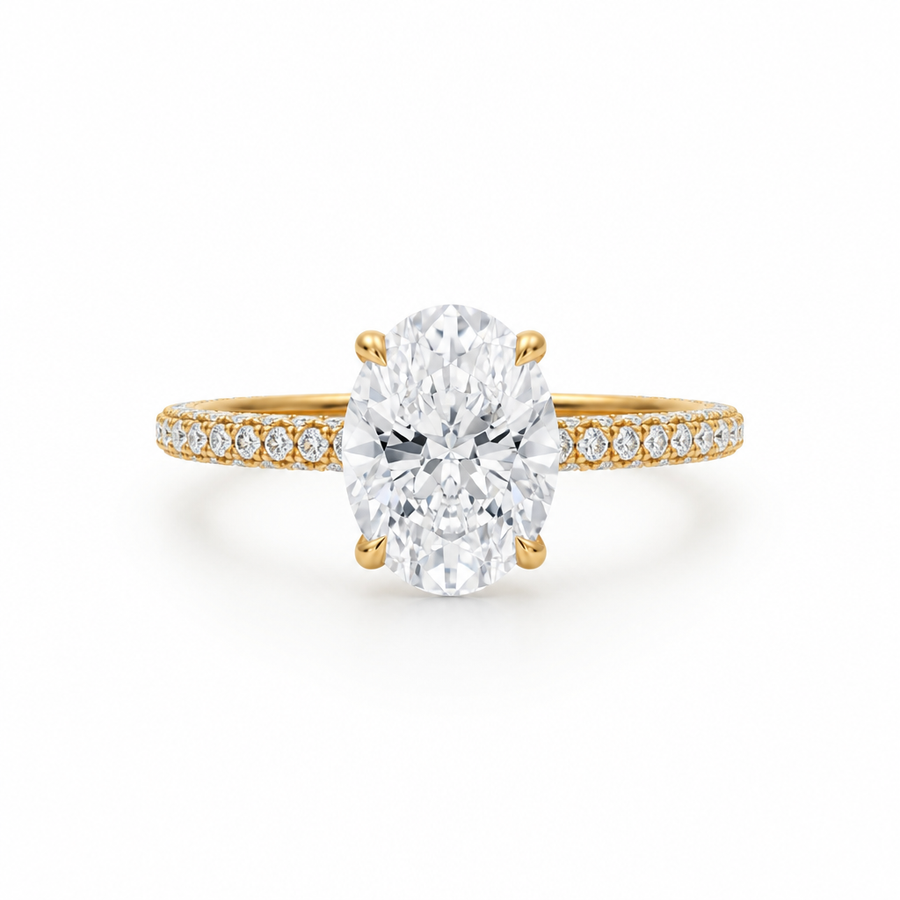 Oval Three Row Pave Ring
