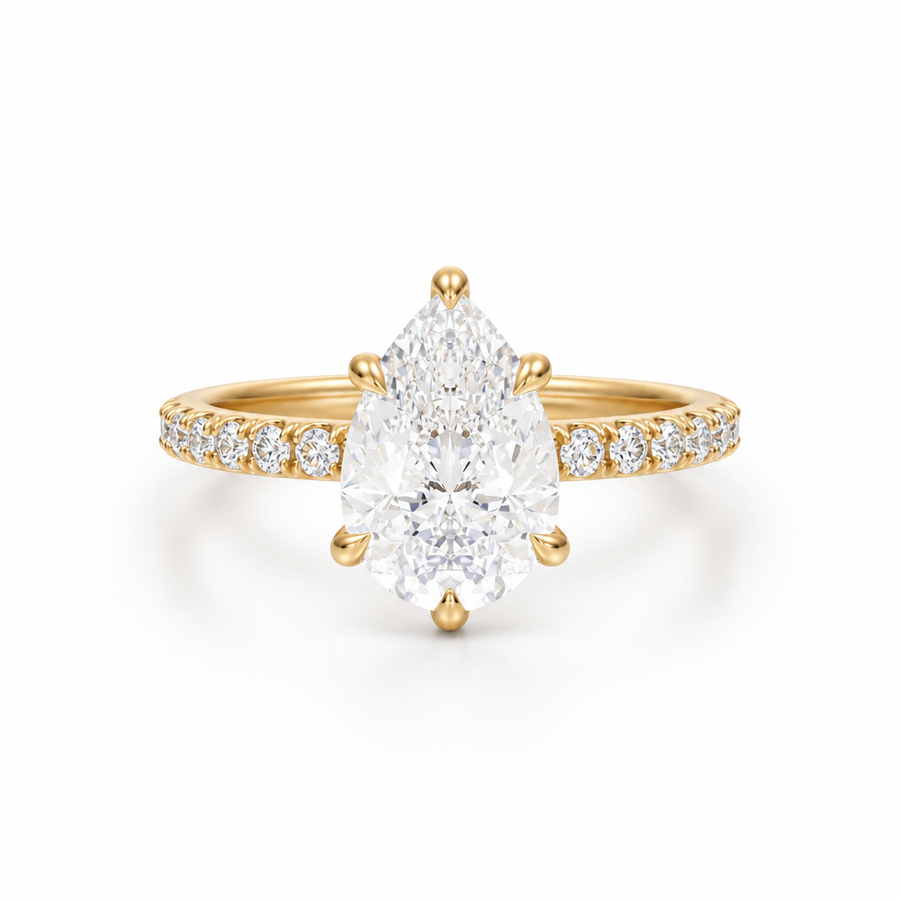Pear Modern Pave Ring