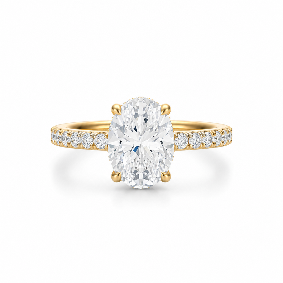 Oval Hidden Halo With Pave Band