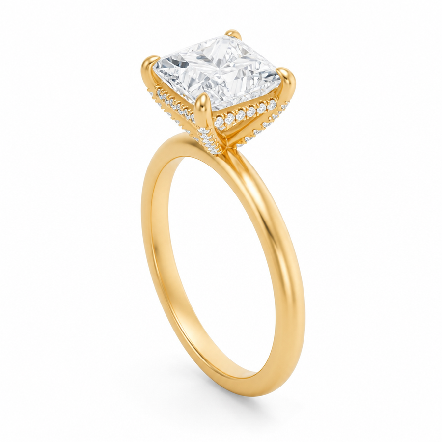 Princess Martini Basket Solitaire Ring