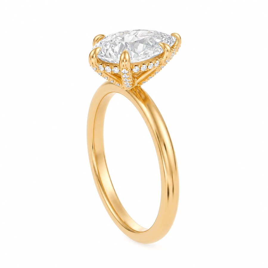 Pear Martini Basket Solitaire Ring