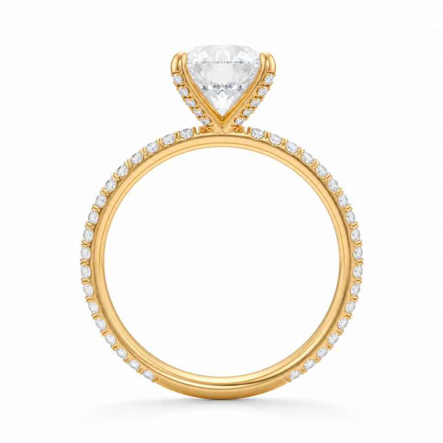 Round Pave Ring With Pave Prongs
