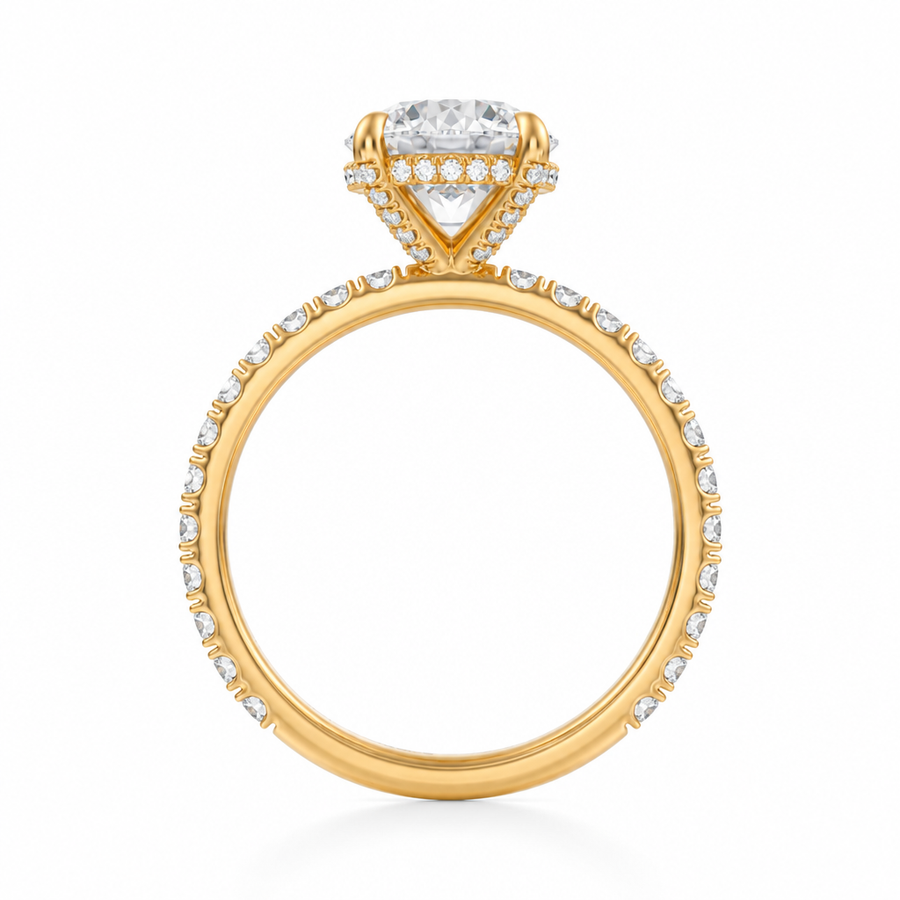 Round Diamond Basket With Pave Ring
