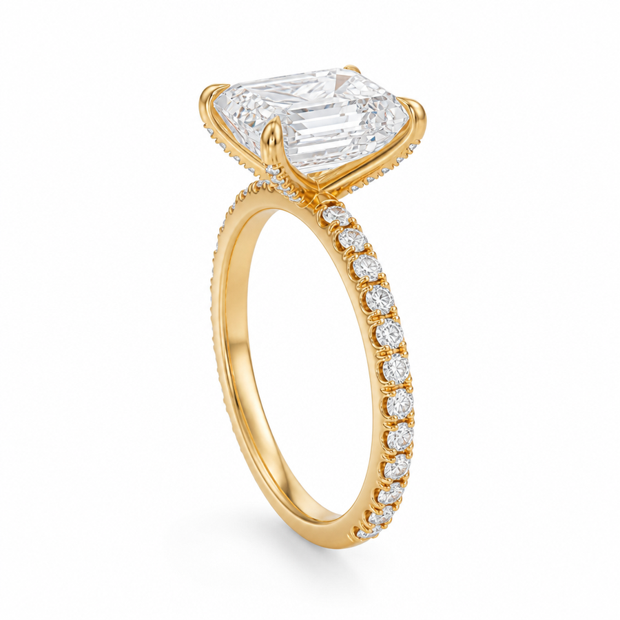 Emerald Pave Ring With Pave Prongs