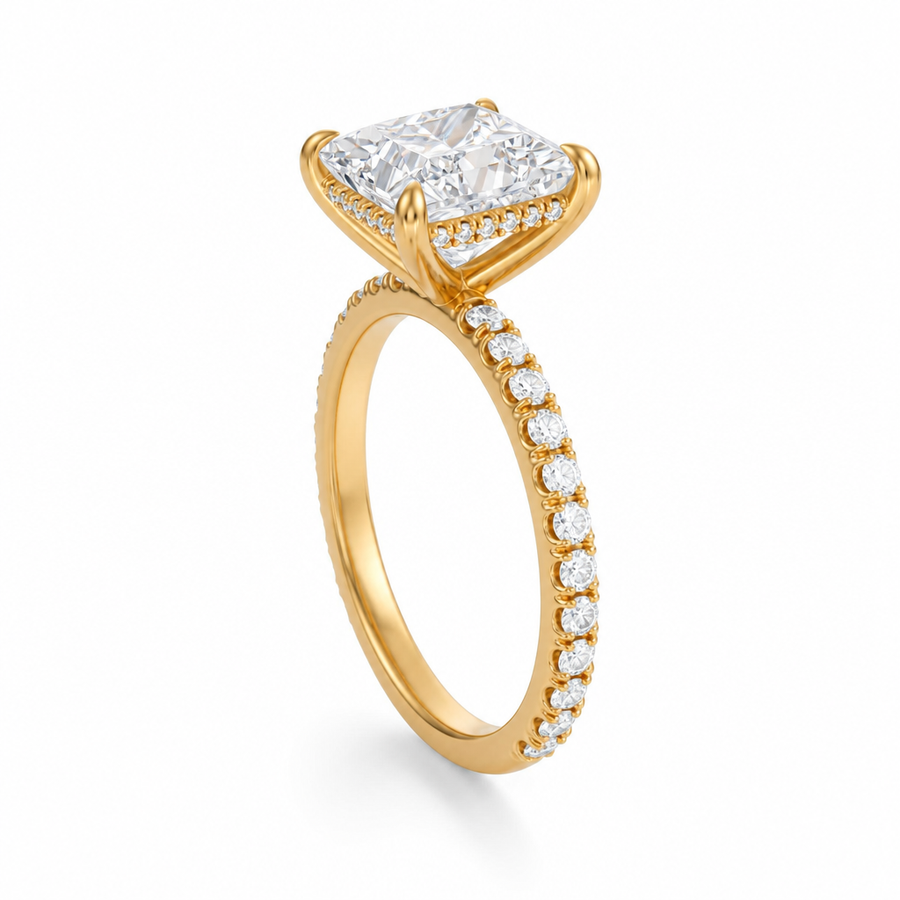 Princess Hidden Halo With Pave Band