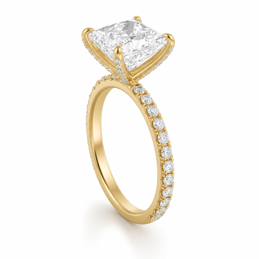 Princess Pave Ring With Pave Prongs