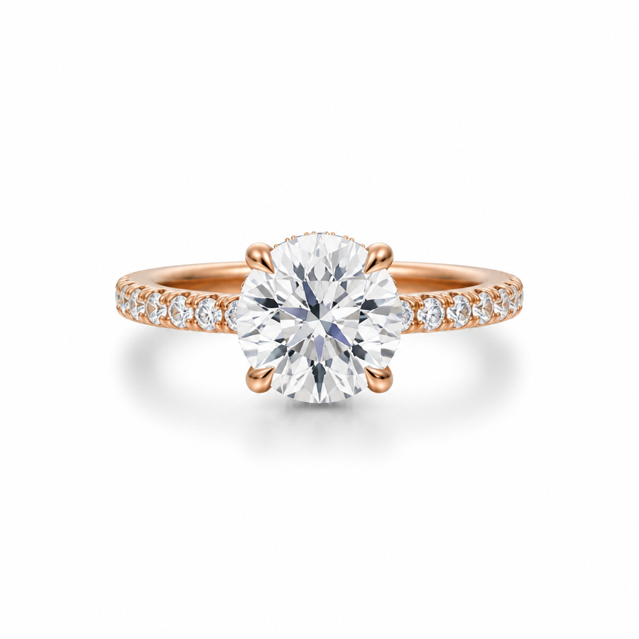 Round Hidden Halo With Pave Band