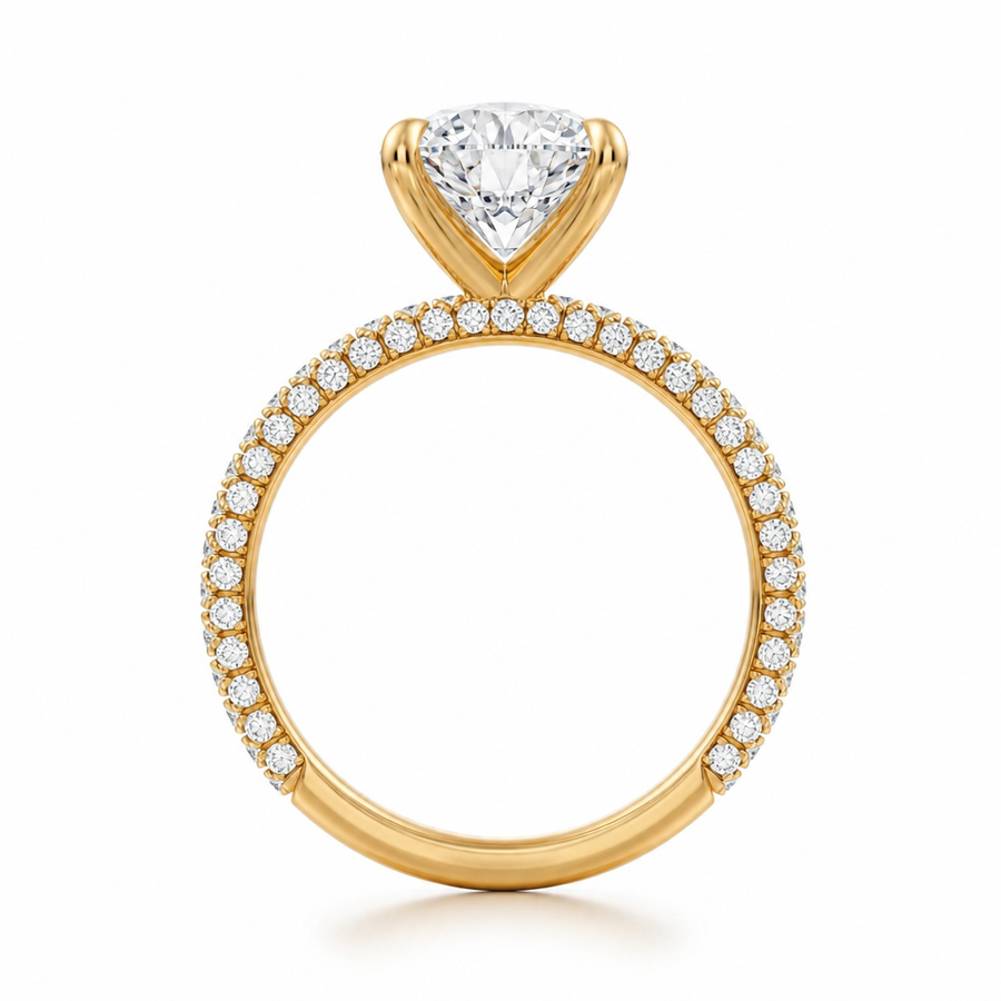 Round Three Row Pave Ring