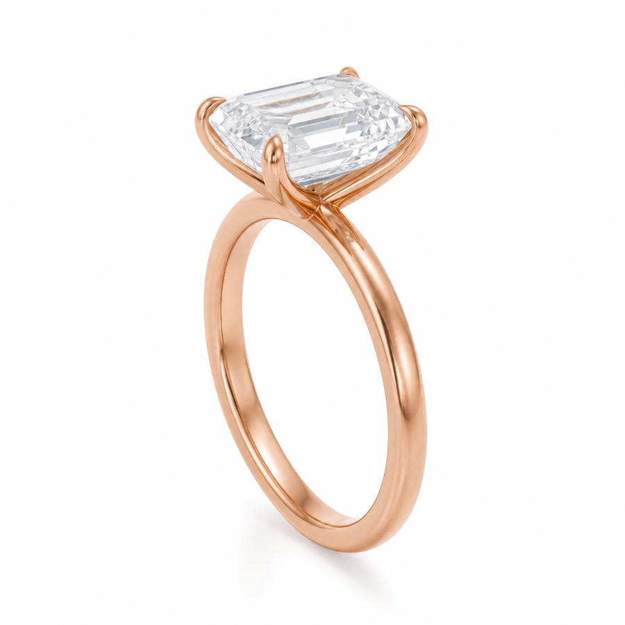 Emerald Classic Open Solitaire Ring