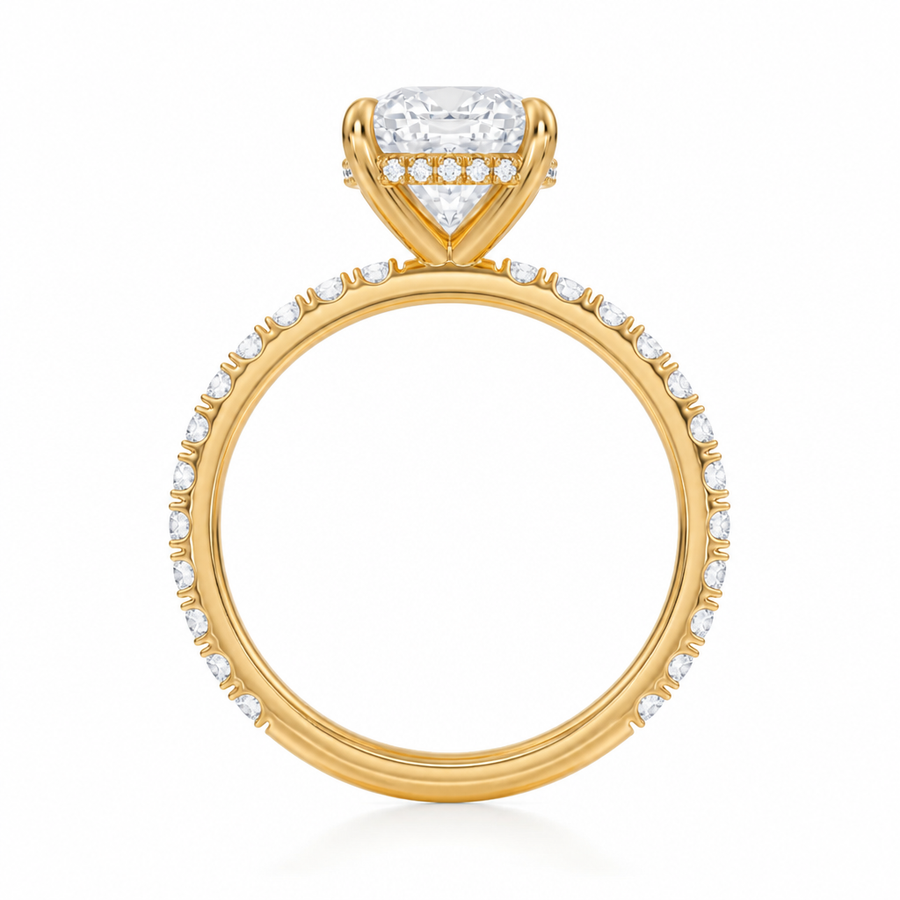 Cushion Hidden Halo With Pave Band