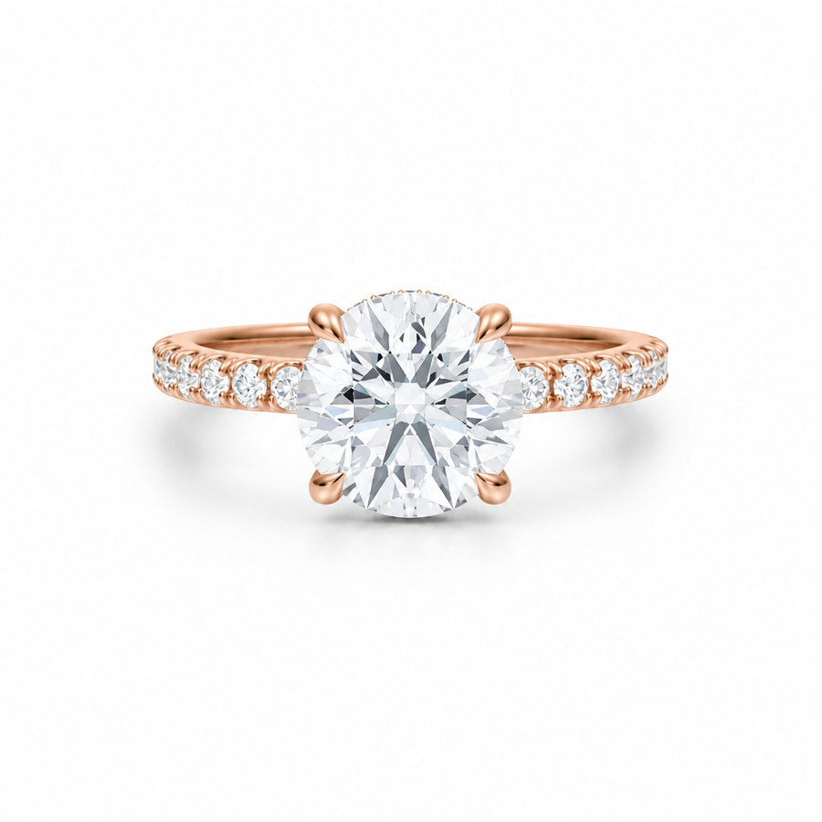 Round Diamond Basket With Pave Ring
